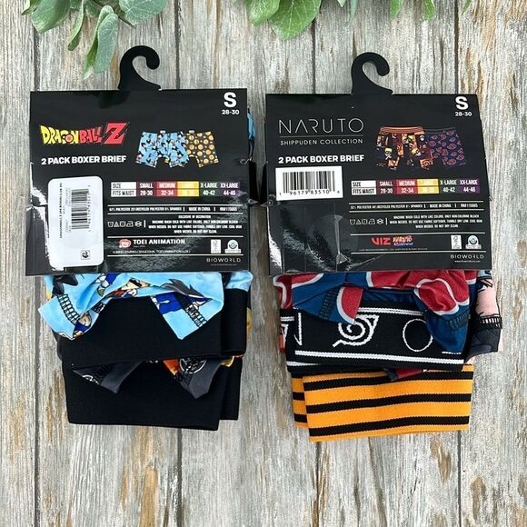 Men’s Naruto Shippuden & Dragonball Z Boxer Briefs Underwear2, 2-Pack, Size S - Picture 2 of 10
